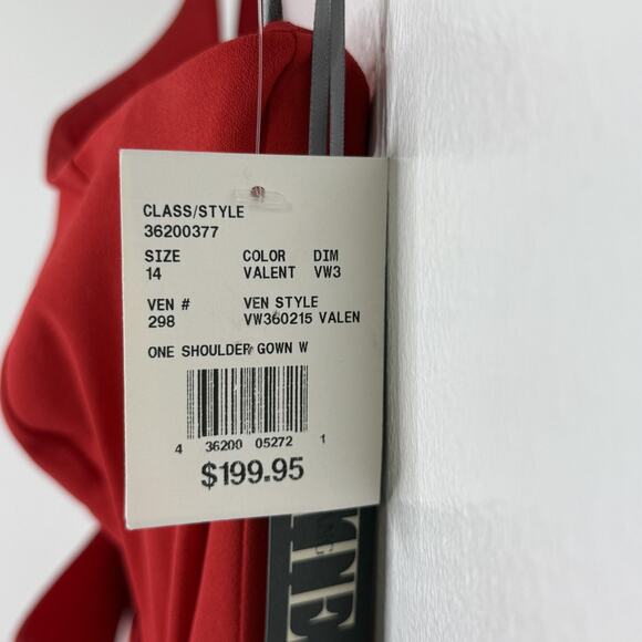 White by Vera Wang Dress Womens 14 Red One Shoulder Gown Prom Evening NEW - Picture 4 of 10